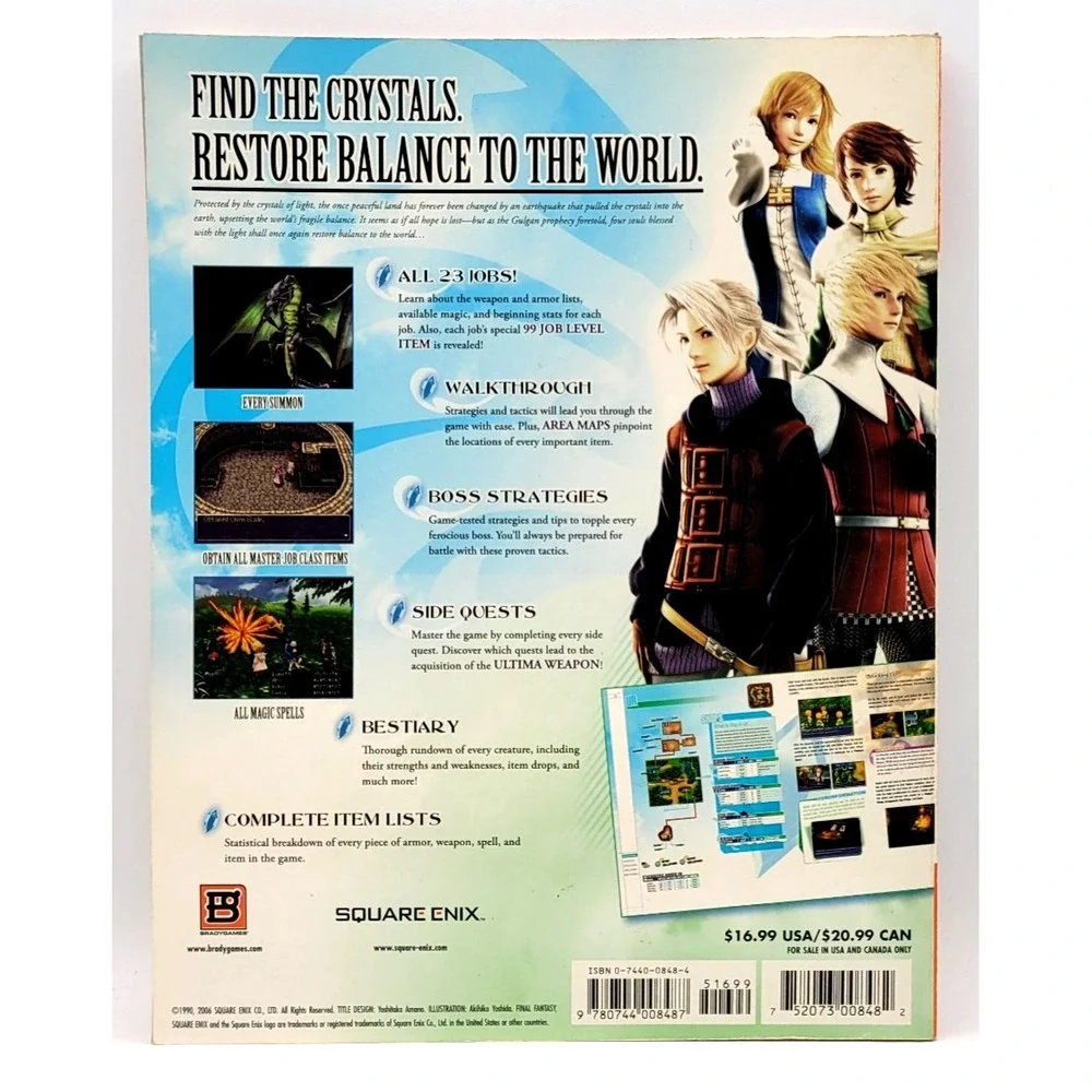 Final Fantasy III DS Official Brady Games Rare Strategy Guide Book‎